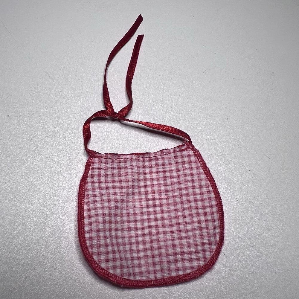 Vtg 11" Fashion Doll Miniature Red & White Gingham Apron - Picture 2 of 3